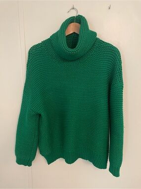 Blushing heart Green Chunky Turtleneck Sweater - Women Oversized Size S/M Cozy